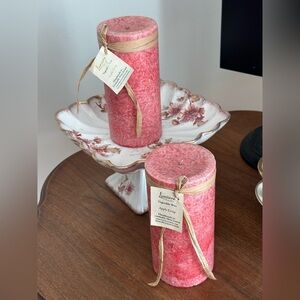 Lumiere vegetable wax pillar candles set of 2 6.25” tall Apple Crisp scent